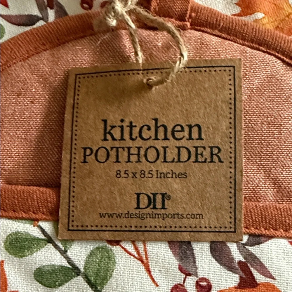 Autumn Harvest Kitchen Towel and Pot Holder Set - Orange and Multicolor
